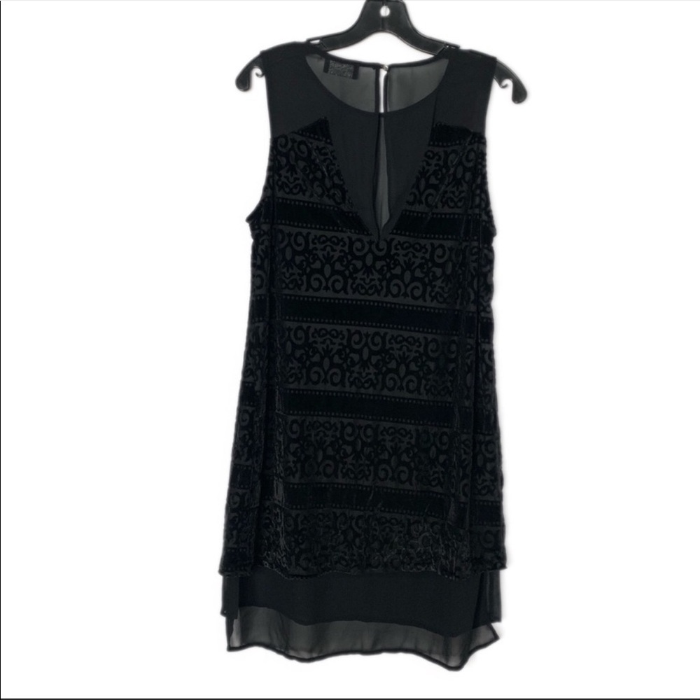 Astr Black Velvet Dress with Sheer Details - Picture 1 of 6